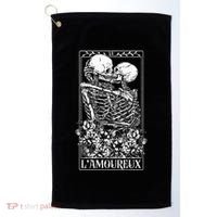 LAmoureux Tarot Card Skeleton Kissing Aesthetic Mystical Golf Towel thumb 0