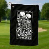 LAmoureux Tarot Card Skeleton Kissing Aesthetic Mystical Golf Towel thumb 1