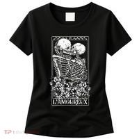 LAmoureux Tarot Card Skeleton Kissing Aesthetic Mystical Women's T-Shirt thumb 0