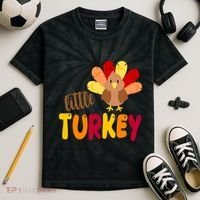 Little Turkey Cute Thanksgiving Holiday Kids Tie-Dye T-Shirt thumb 2