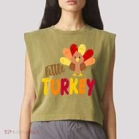 Little Turkey Cute Thanksgiving Holiday Garment-Dyed Women's Muscle Tee thumb 2