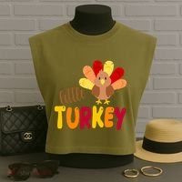 Little Turkey Cute Thanksgiving Holiday Garment-Dyed Women's Muscle Tee thumb 3