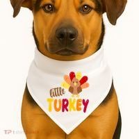 Little Turkey Cute Thanksgiving Holiday USA-Made Doggie Bandana thumb 1