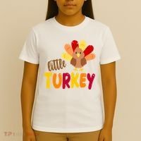 Little Turkey Cute Thanksgiving Holiday T-Shirt thumb 4