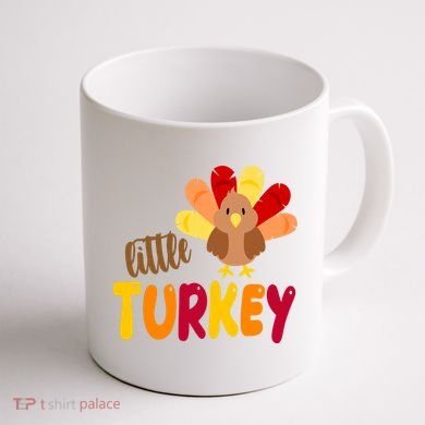 Little Turkey Cute Thanksgiving Holiday Coffee Mug back