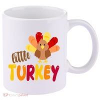 Little Turkey Cute Thanksgiving Holiday 11oz C Handle Ceramic Mug thumb 0