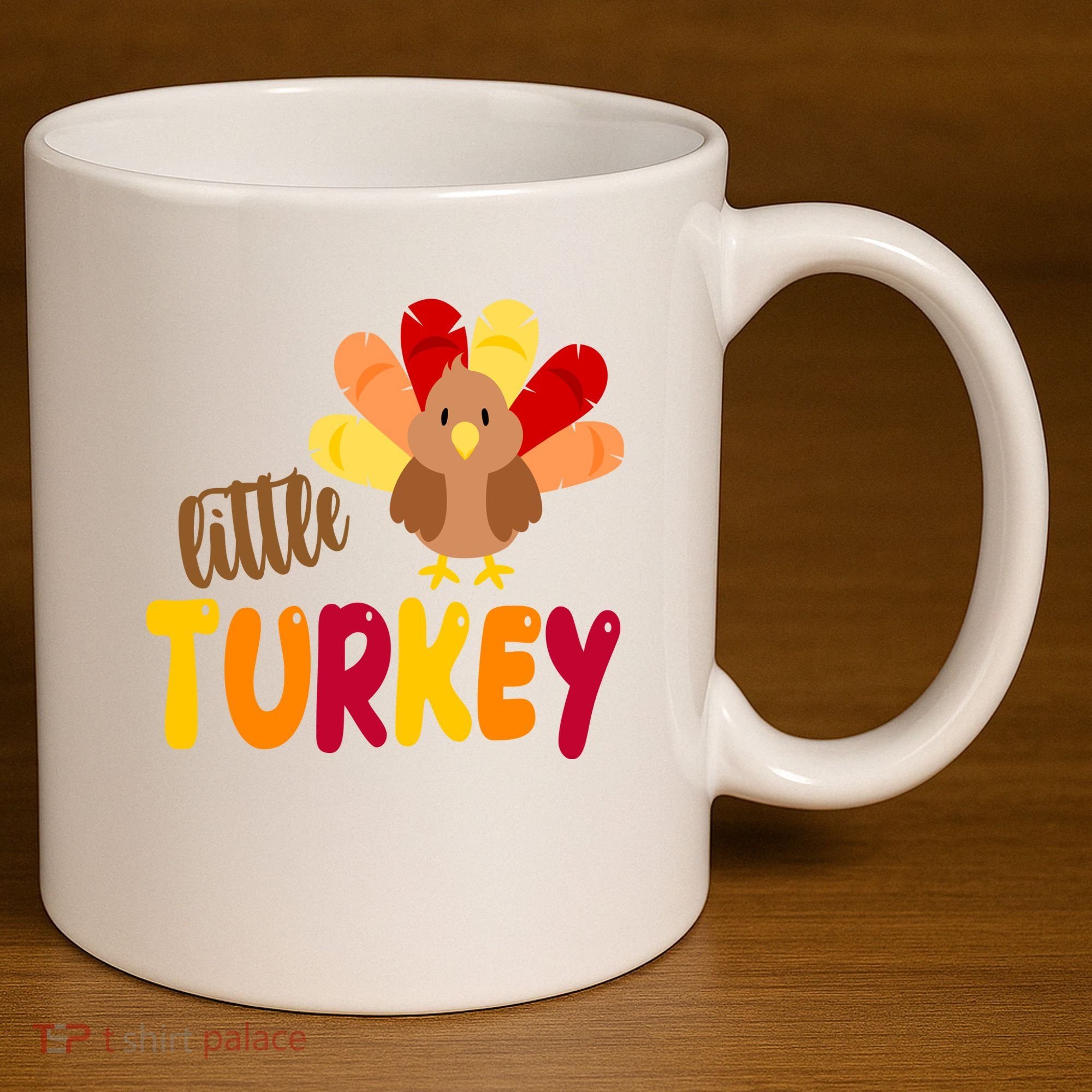 Little Turkey Cute Thanksgiving Holiday 11oz C Handle Ceramic Mug