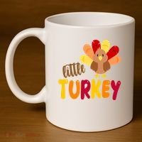 Little Turkey Cute Thanksgiving Holiday 11oz C Handle Ceramic Mug thumb 4