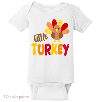 Little Turkey Cute Thanksgiving Holiday Baby Bodysuit