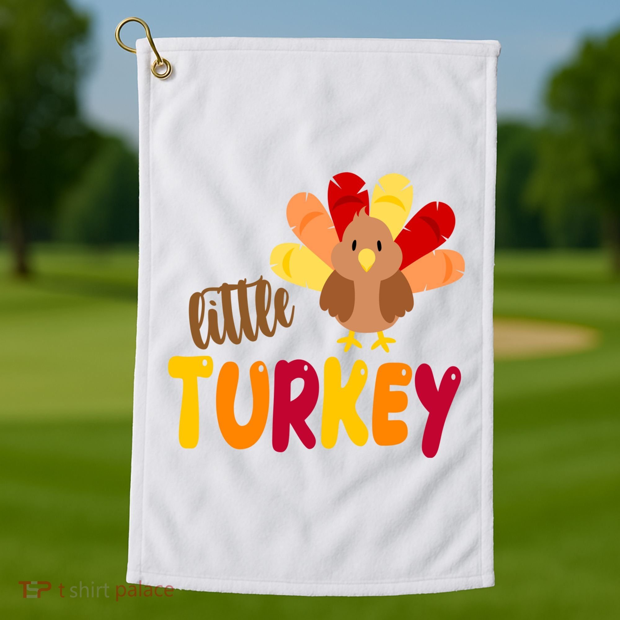Little Turkey Cute Thanksgiving Holiday Golf Towel