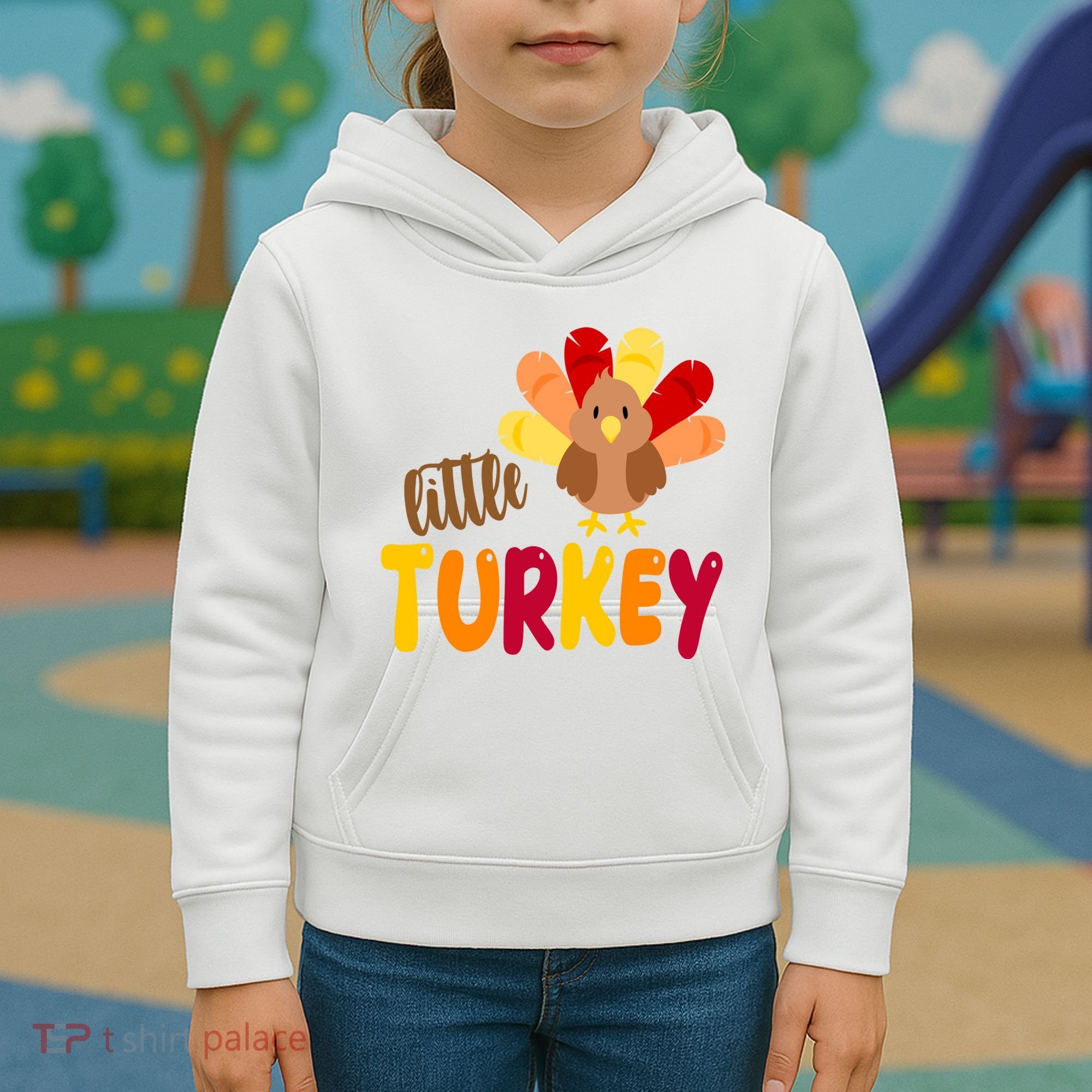 Little Turkey Cute Thanksgiving Holiday Kids Hoodie