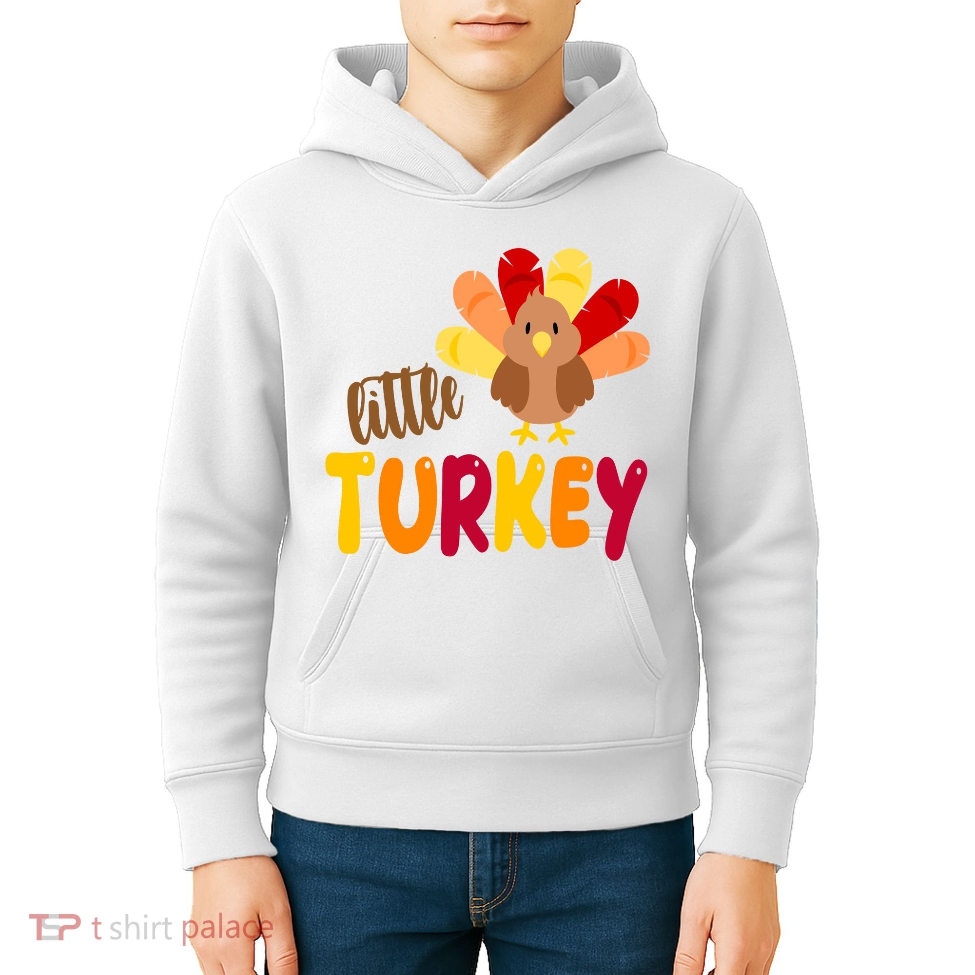 Little Turkey Cute Thanksgiving Holiday Kids Hoodie
