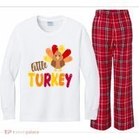 Little Turkey Cute Thanksgiving Holiday Kids Long Sleeve Plaid Pajama Set thumb 0