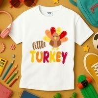 Little Turkey Cute Thanksgiving Holiday Kids T-Shirt thumb 3