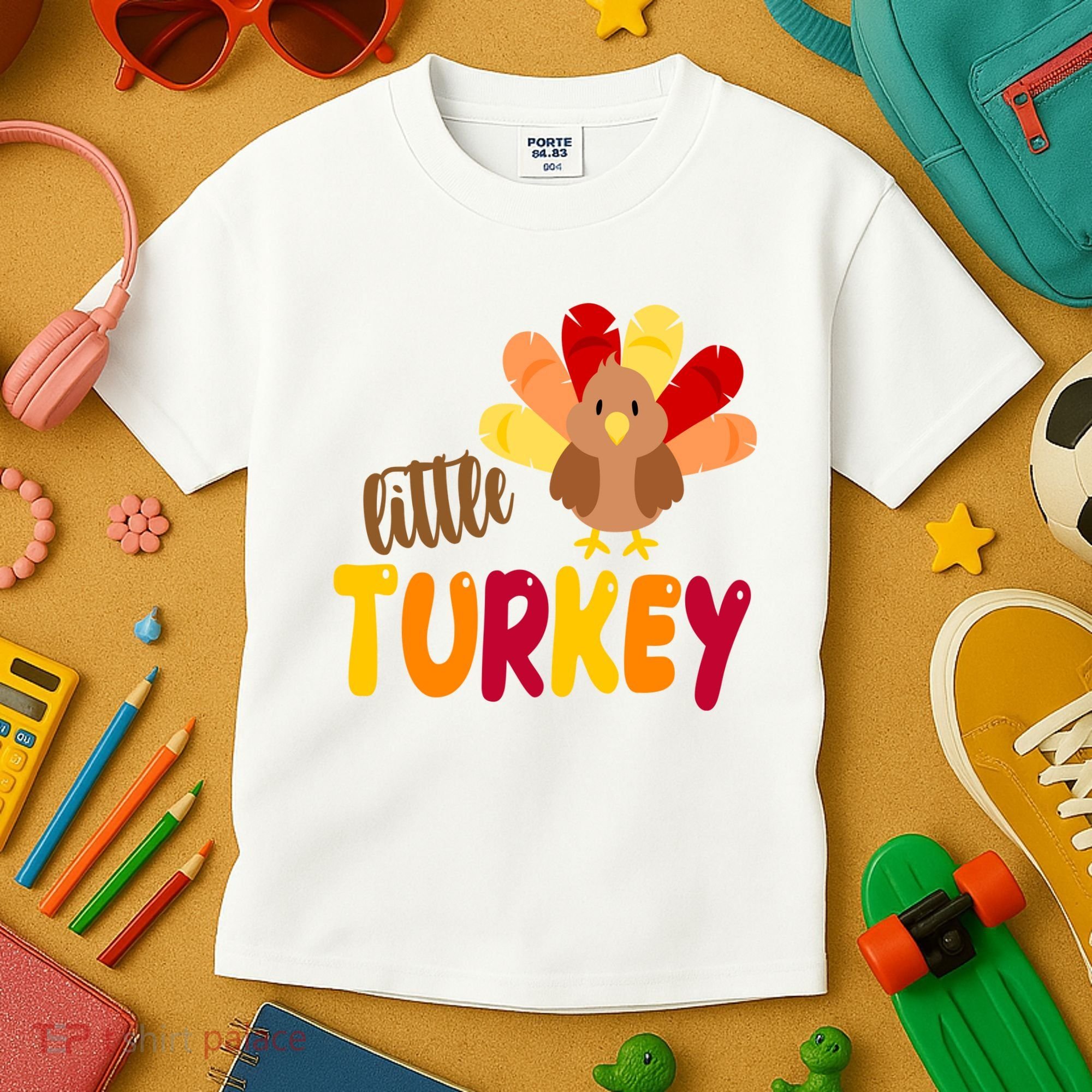 Little Turkey Cute Thanksgiving Holiday Kids T-Shirt