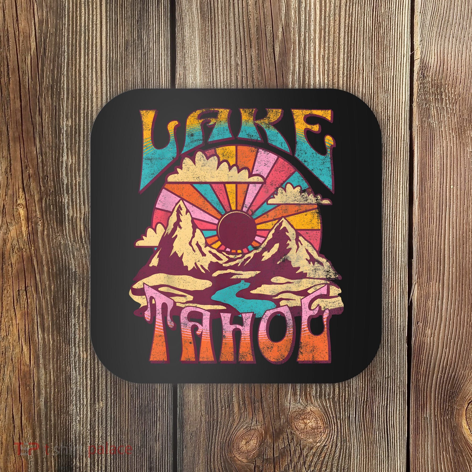Lake Tahoe California Nature Hiking Mountains Outdoors Retro Coaster