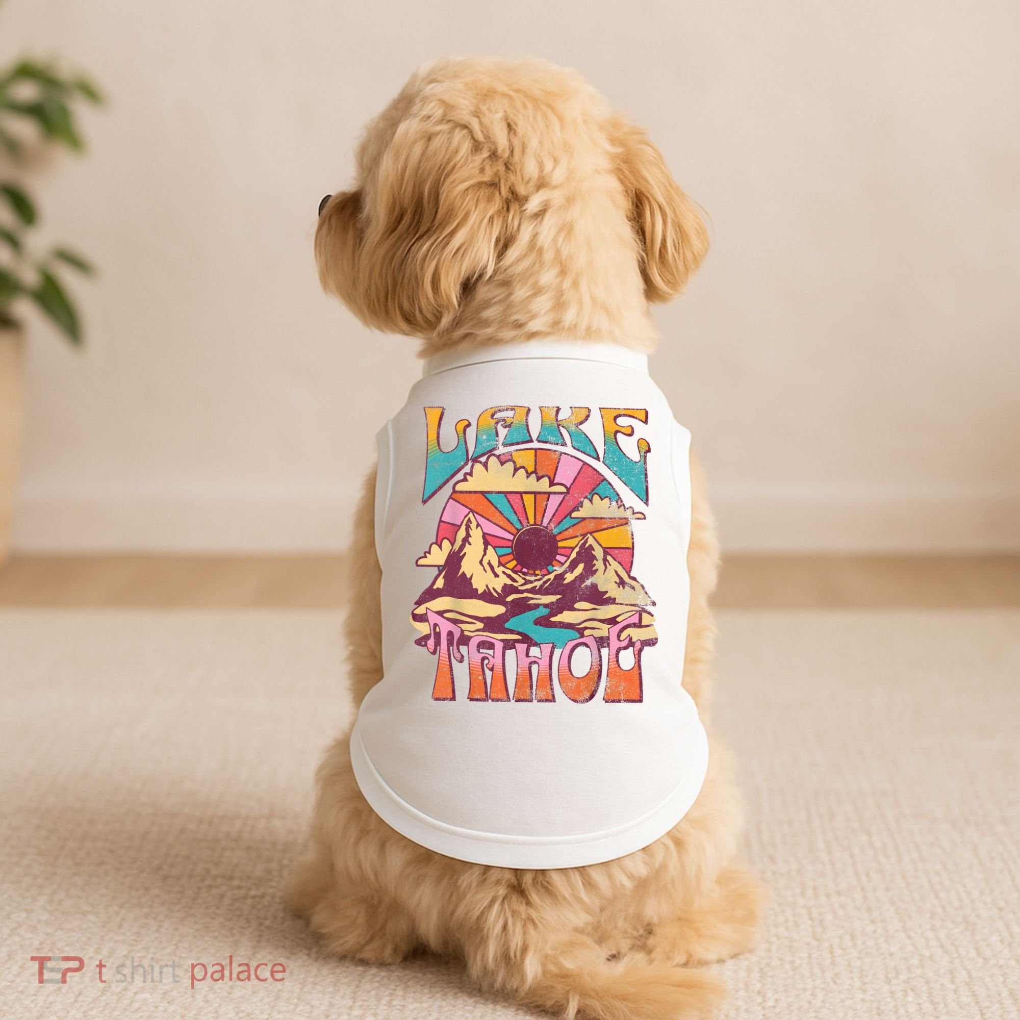 Lake Tahoe California Nature Hiking Mountains Outdoors Retro Doggie Tank