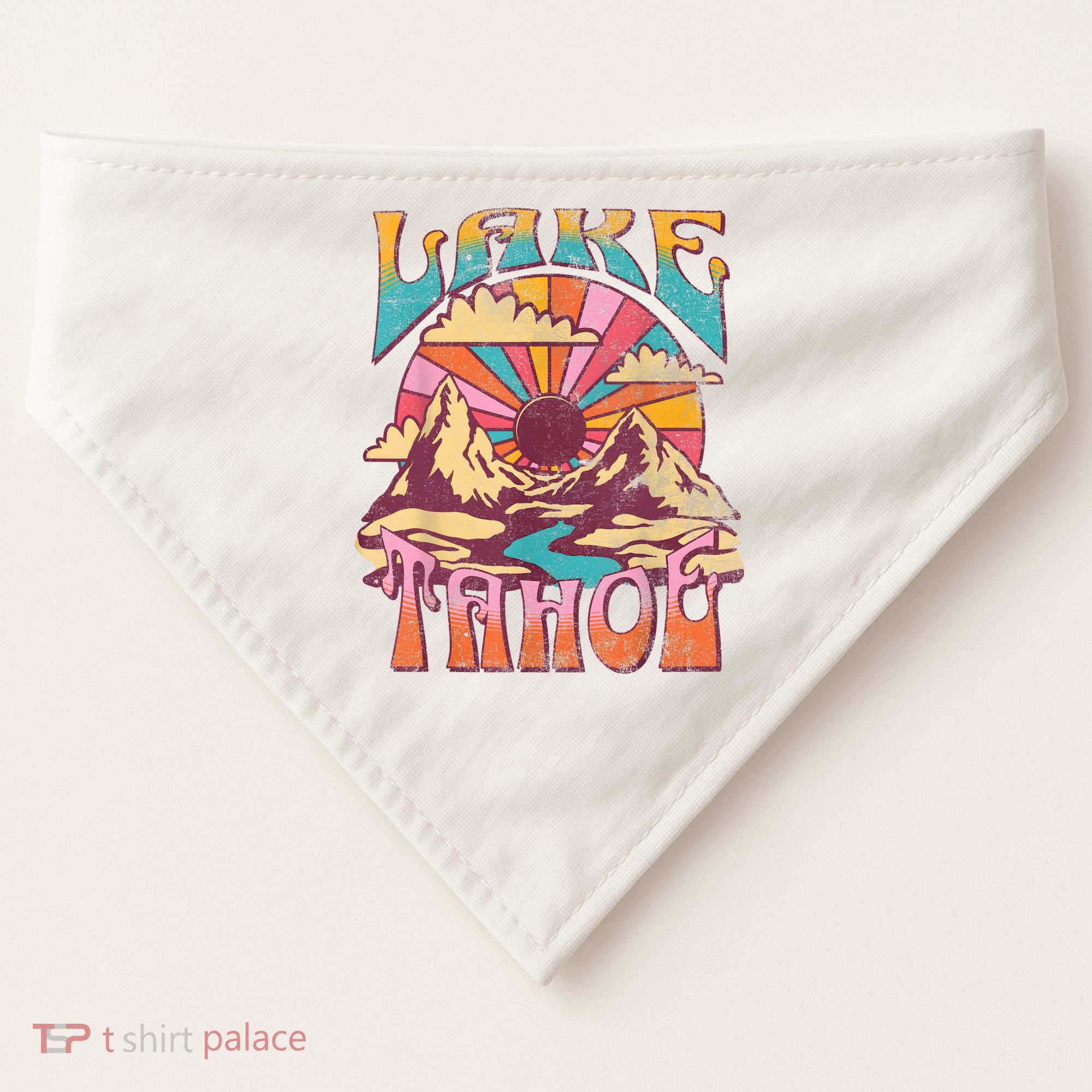 Lake Tahoe California Nature Hiking Mountains Outdoors Retro USA-Made Doggie Bandana