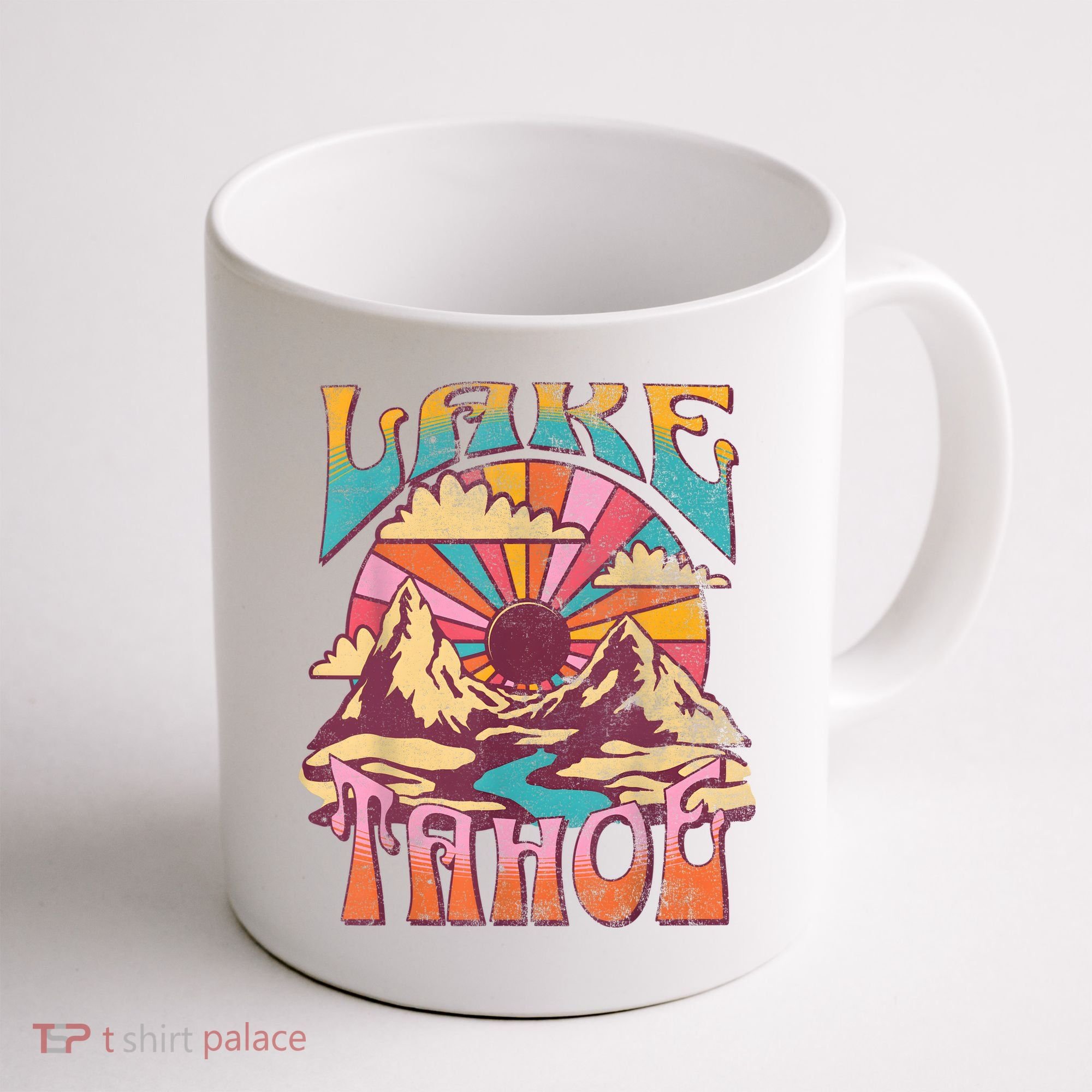 Lake Tahoe California Nature Hiking Mountains Outdoors Retro Coffee Mug
