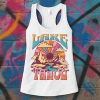 Lake Tahoe California Nature Hiking Mountains Outdoors Retro Women's Tank Top thumb 3