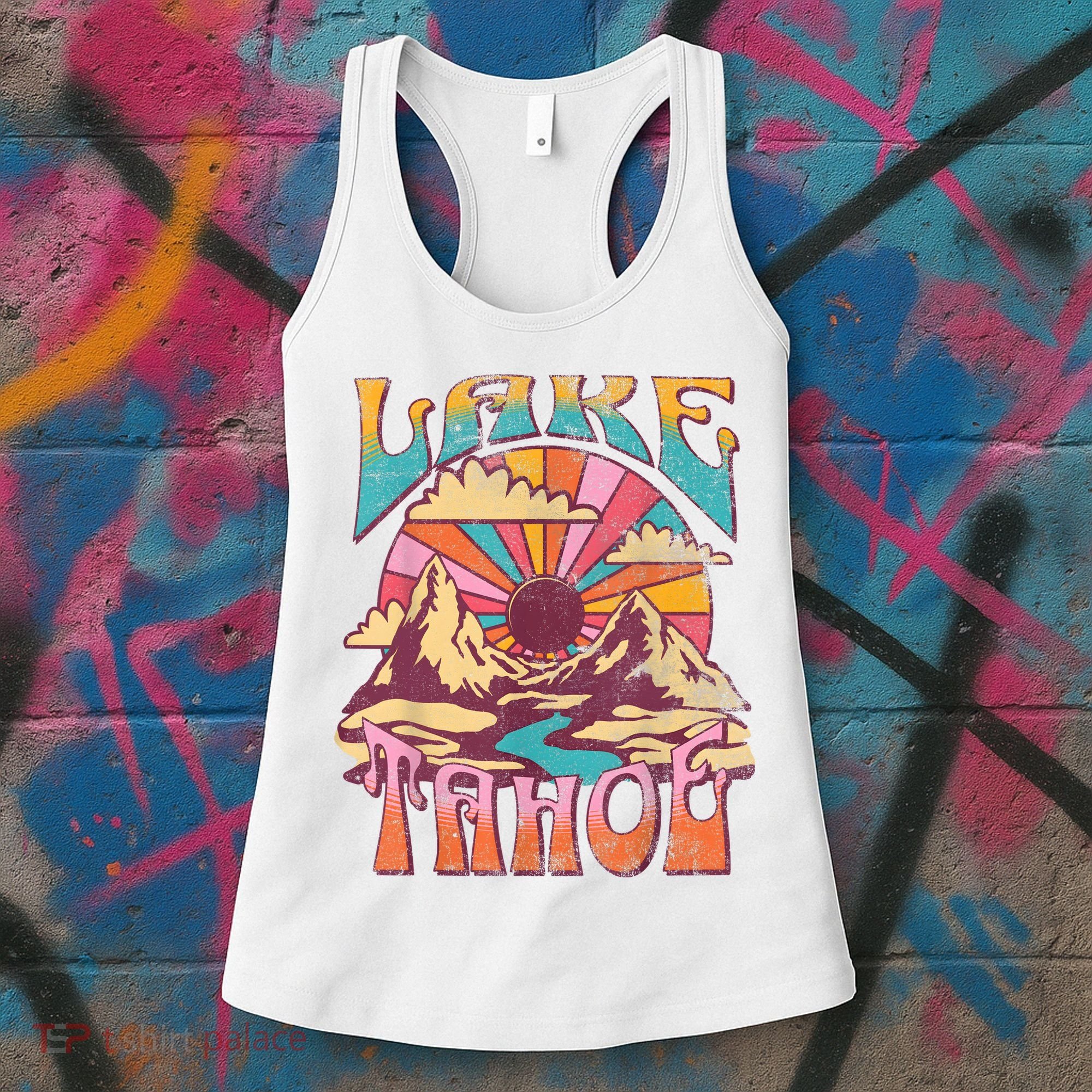 Lake Tahoe California Nature Hiking Mountains Outdoors Retro Women's Tank Top