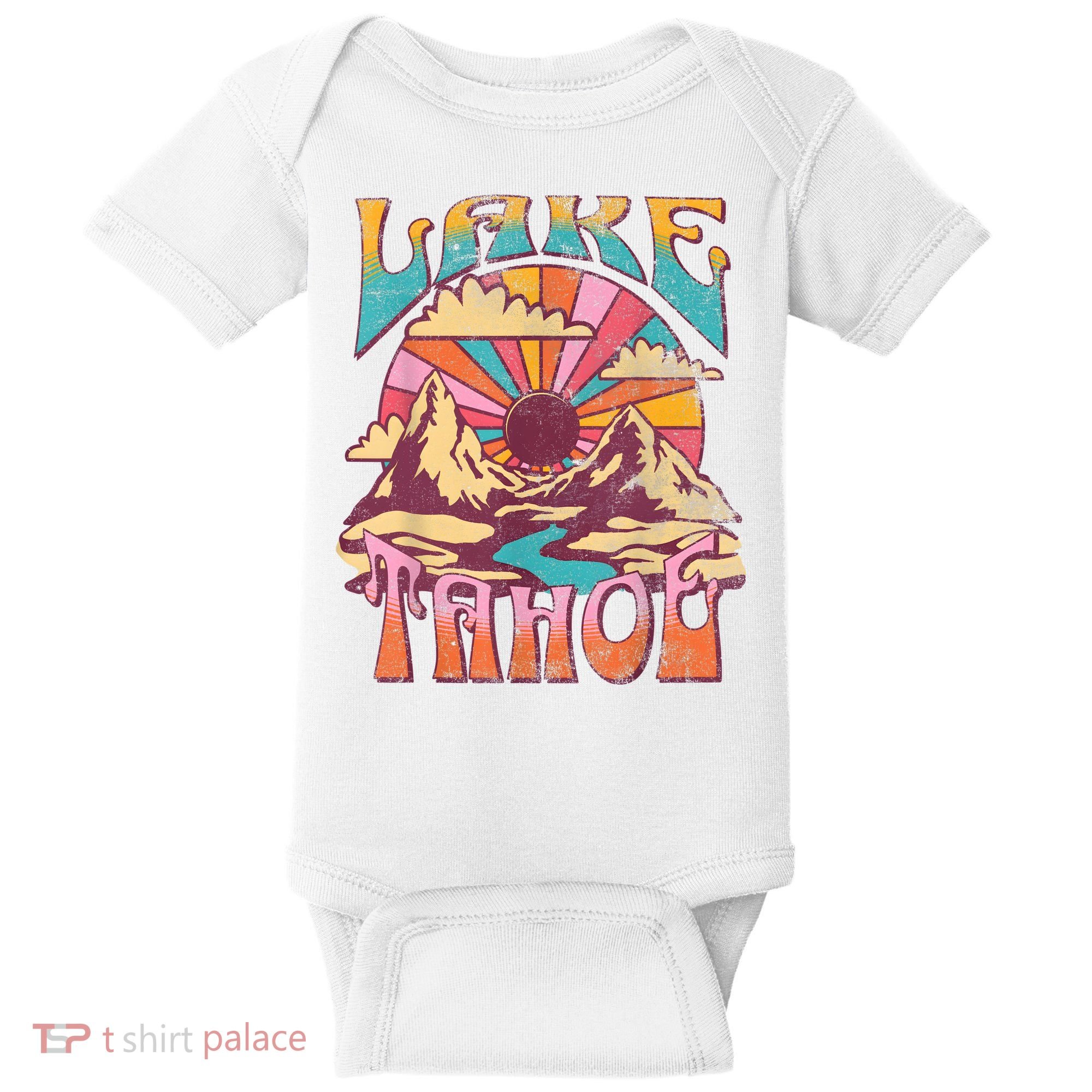 Lake Tahoe California Nature Hiking Mountains Outdoors Retro Baby Bodysuit