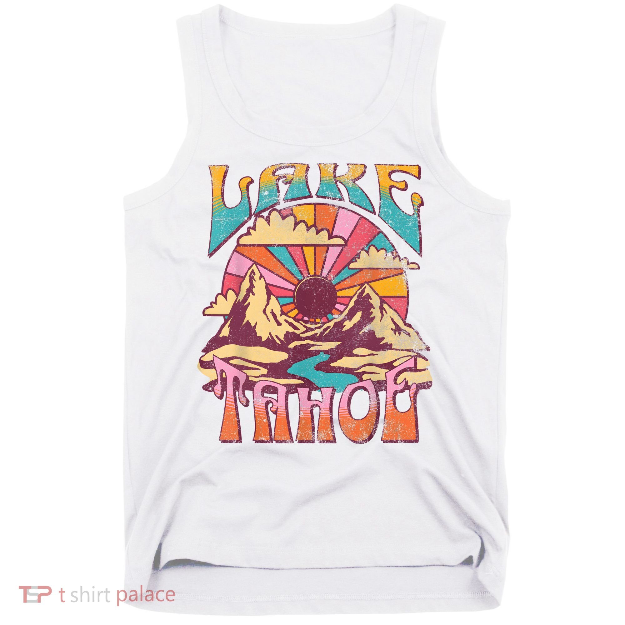 Lake Tahoe California Nature Hiking Mountains Outdoors Retro Tank Top