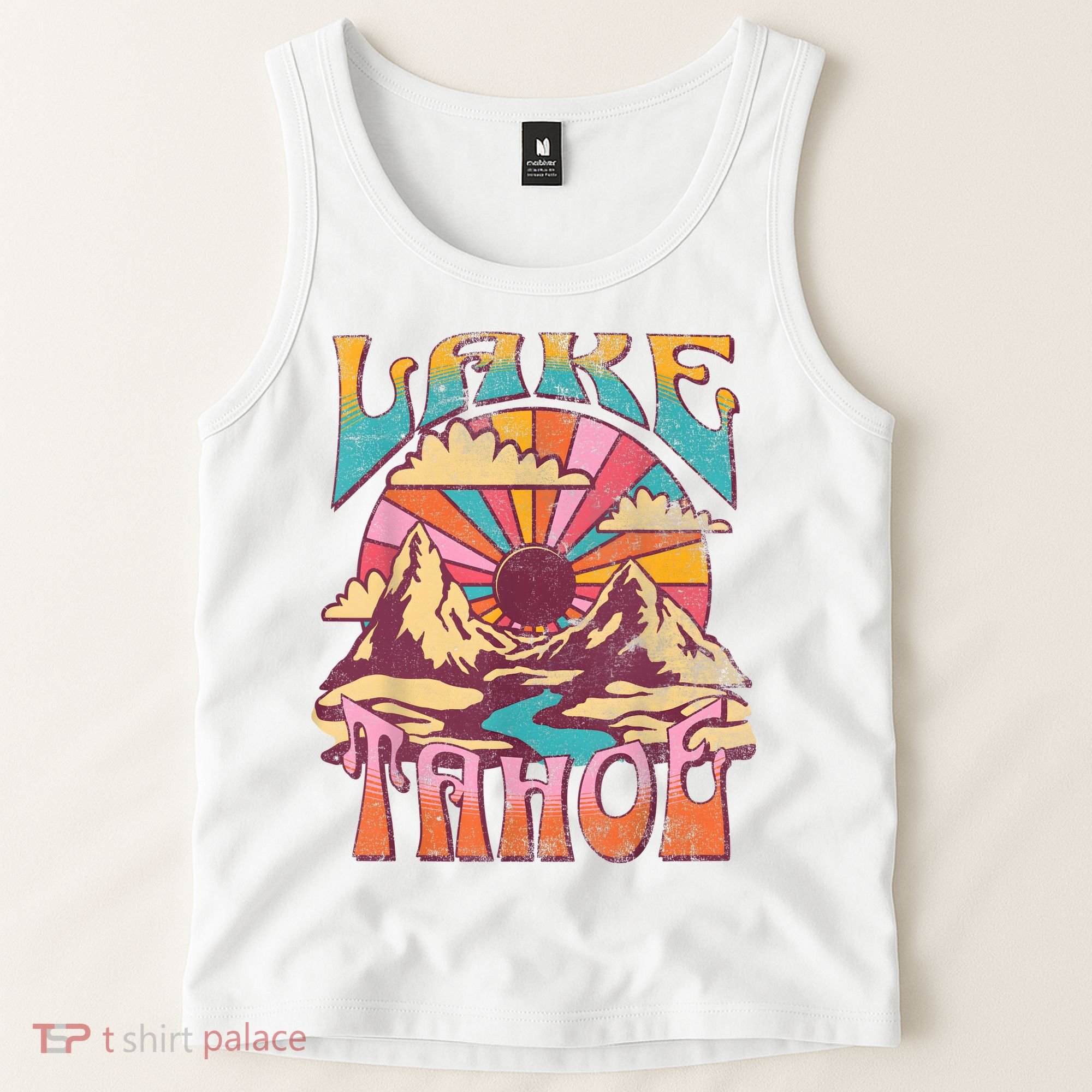 Lake Tahoe California Nature Hiking Mountains Outdoors Retro Tank Top