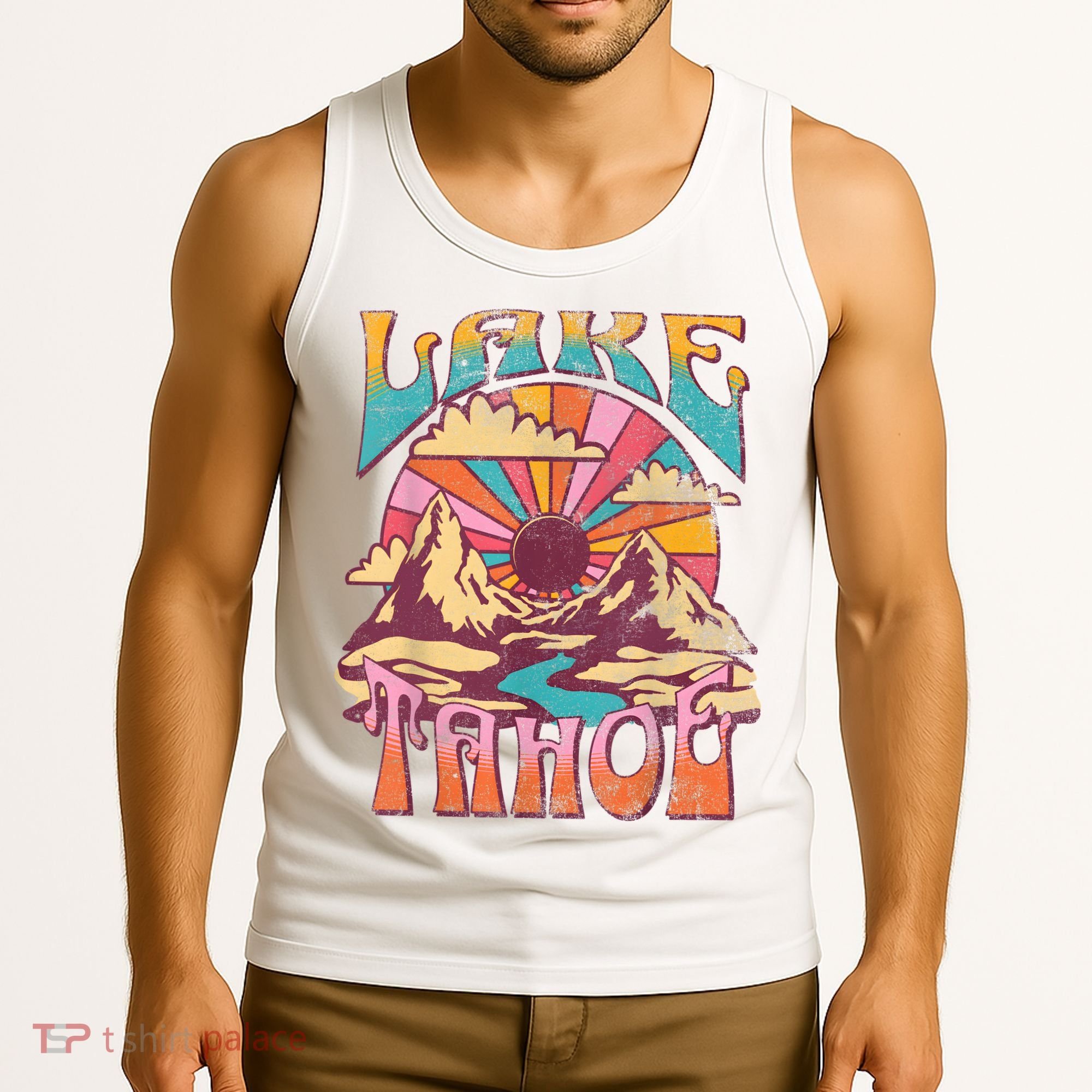 Lake Tahoe California Nature Hiking Mountains Outdoors Retro Tank Top
