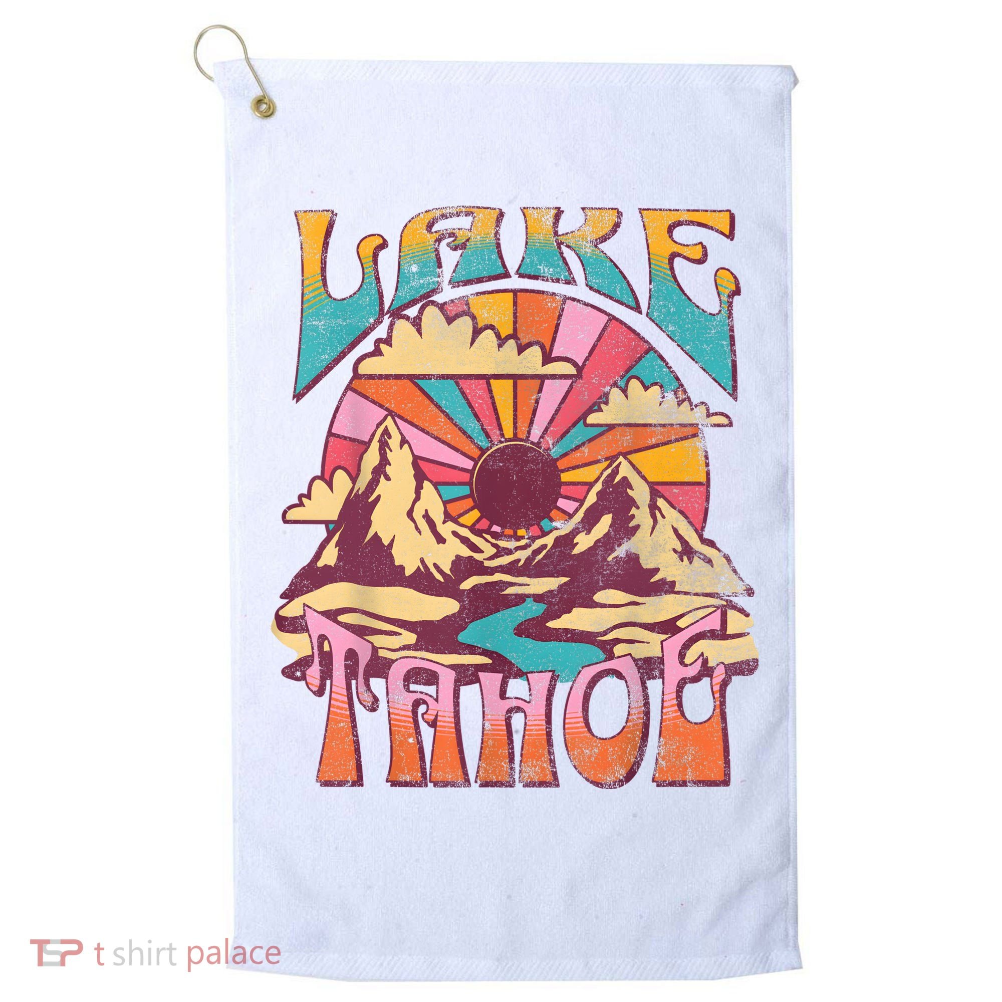 Lake Tahoe California Nature Hiking Mountains Outdoors Retro Golf Towel