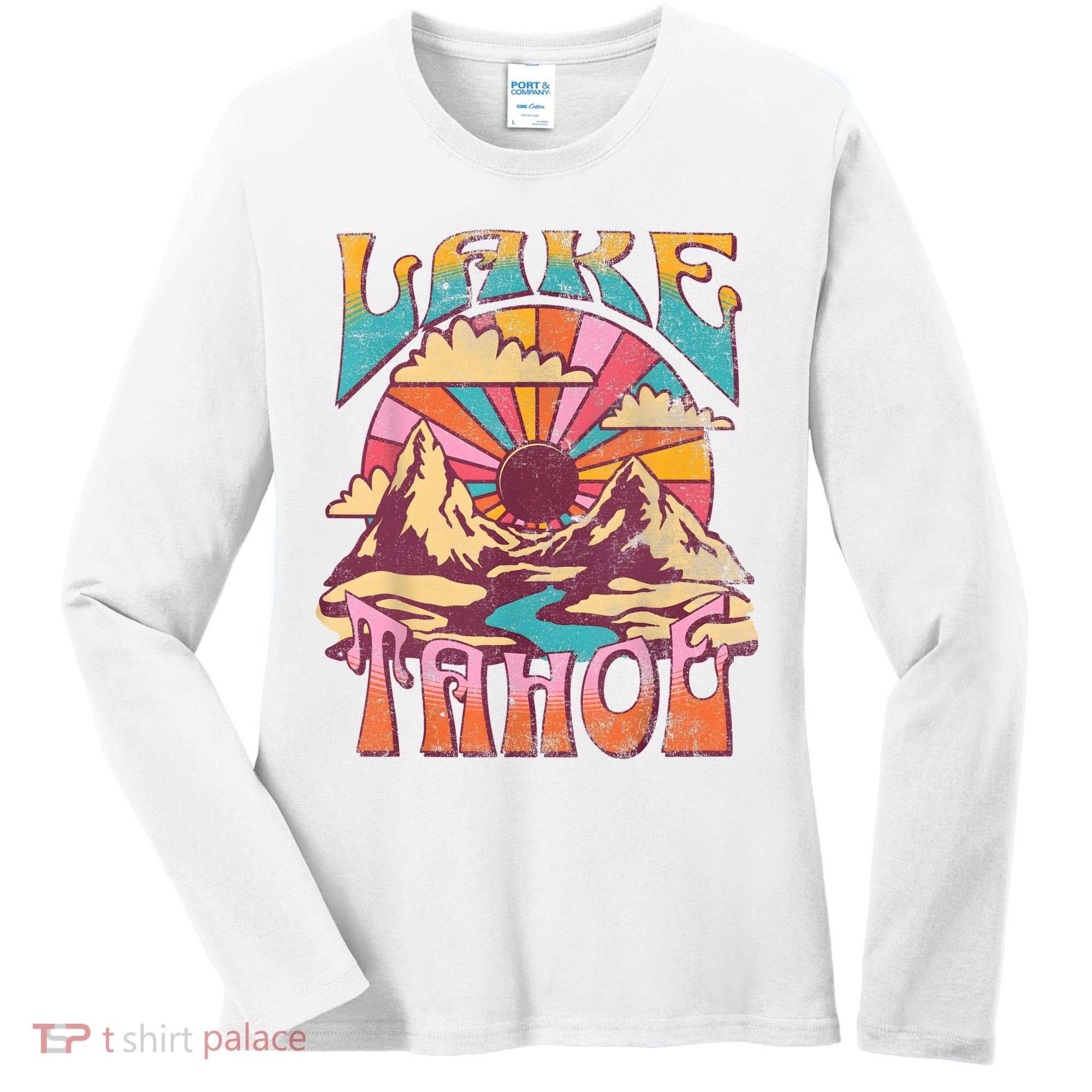 Lake Tahoe California Nature Hiking Mountains Outdoors Retro Women's Long Sleeve Shirt