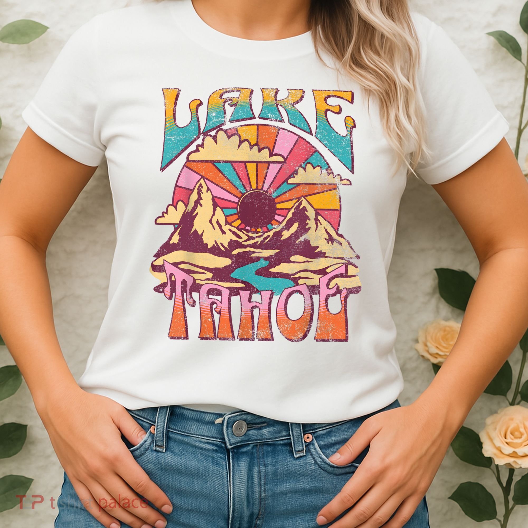 Lake Tahoe California Nature Hiking Mountains Outdoors Retro Women's T-Shirt