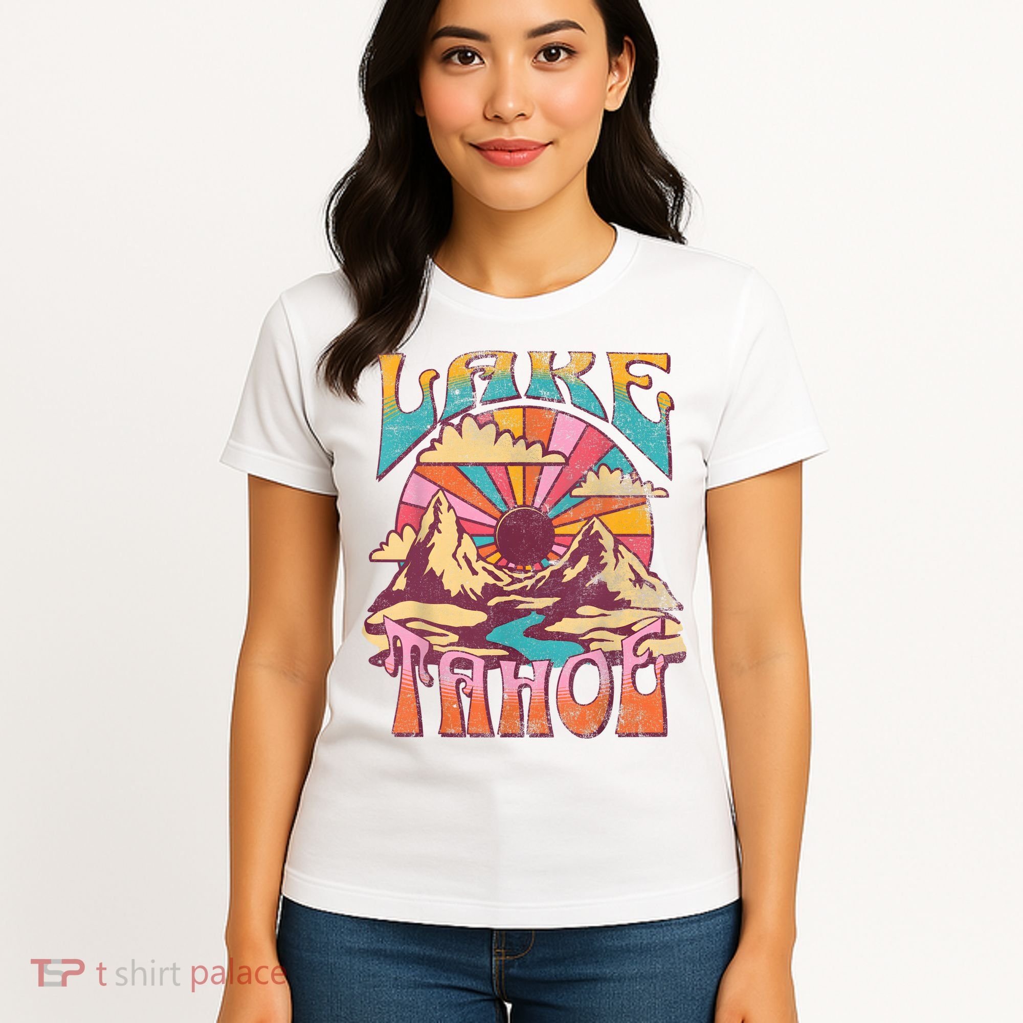 Lake Tahoe California Nature Hiking Mountains Outdoors Retro Women's T-Shirt