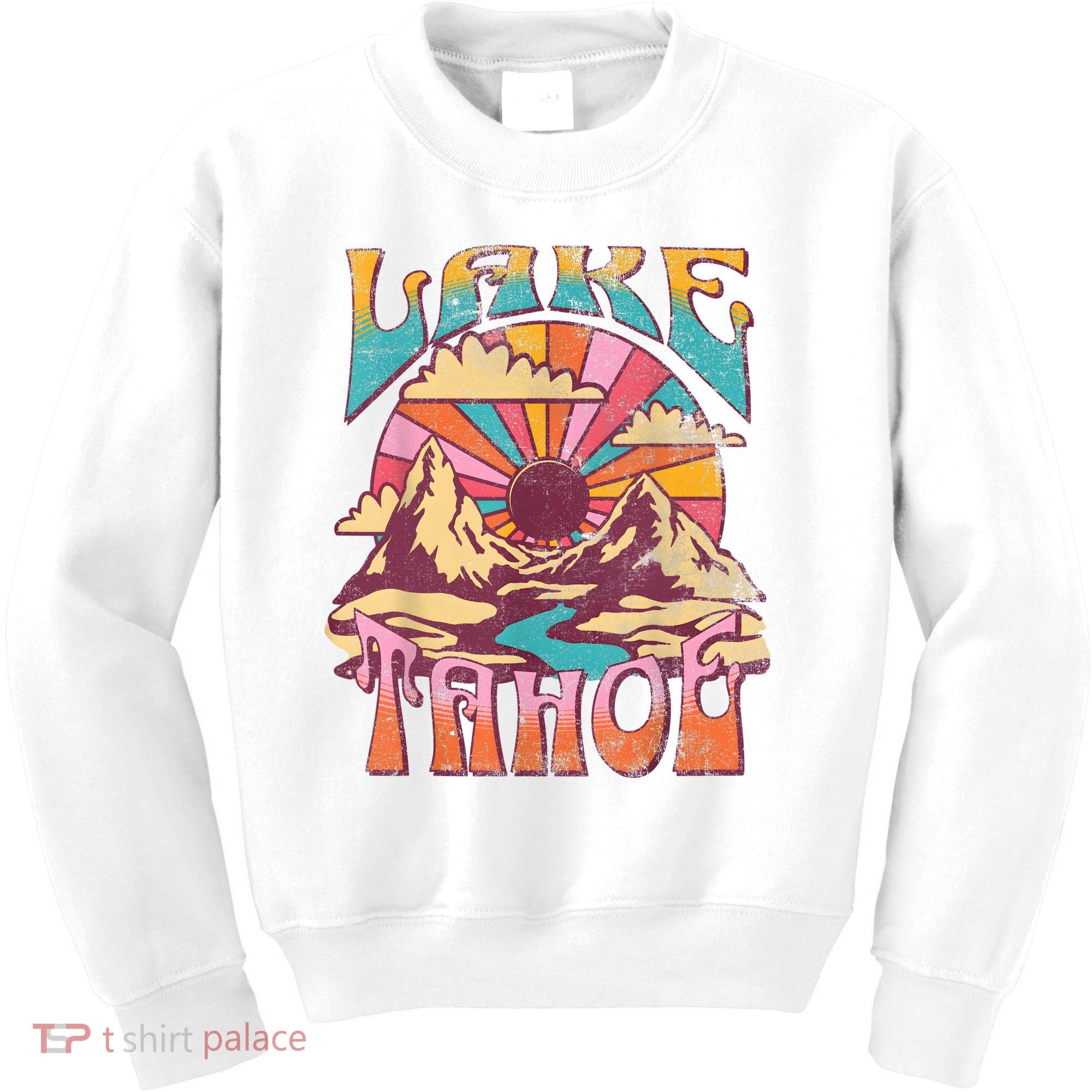 Lake Tahoe California Nature Hiking Mountains Outdoors Retro Kids Sweatshirt