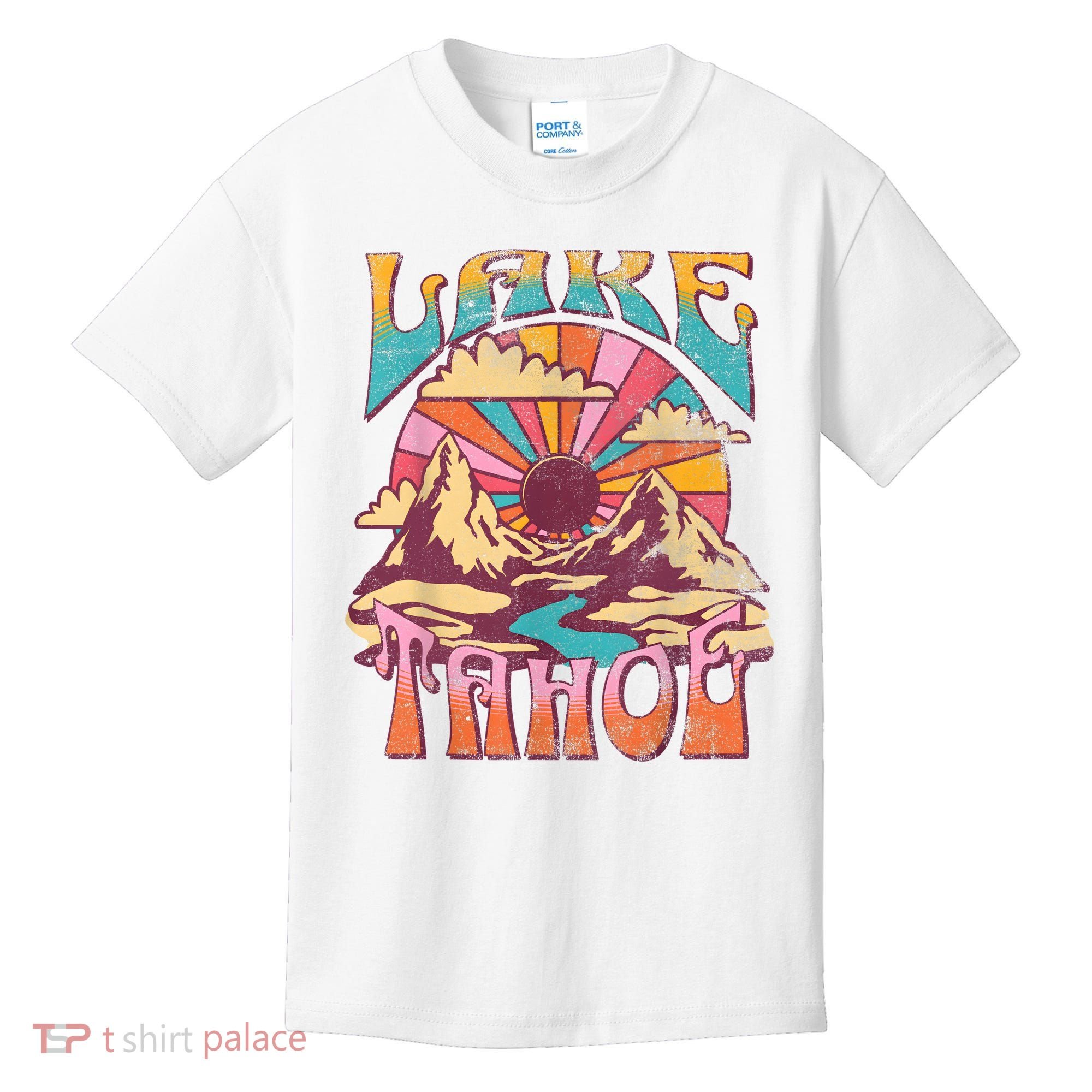 Lake Tahoe California Nature Hiking Mountains Outdoors Retro Kids T-Shirt