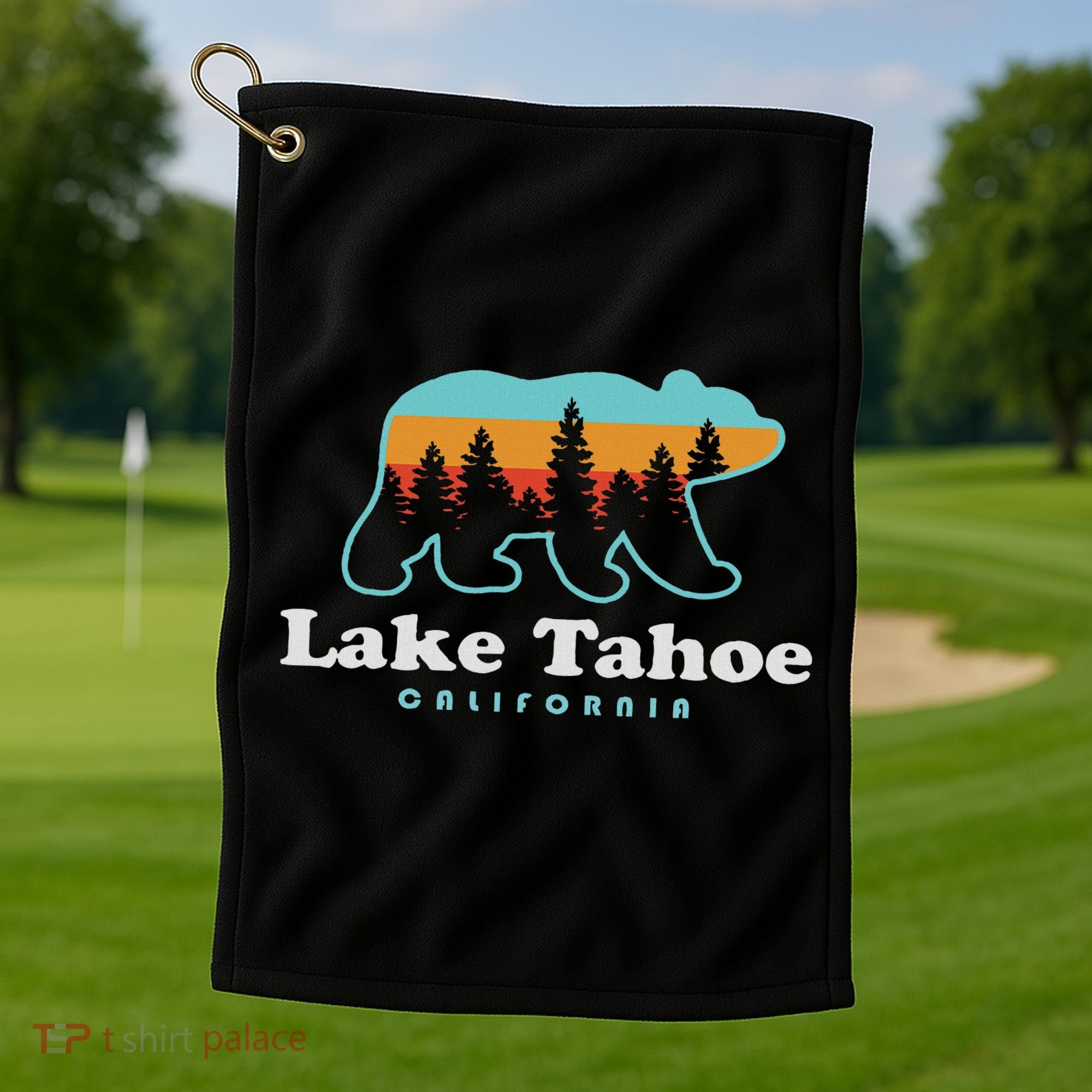 Lake Tahoe California Bear Mountains Hiking Golf Towel