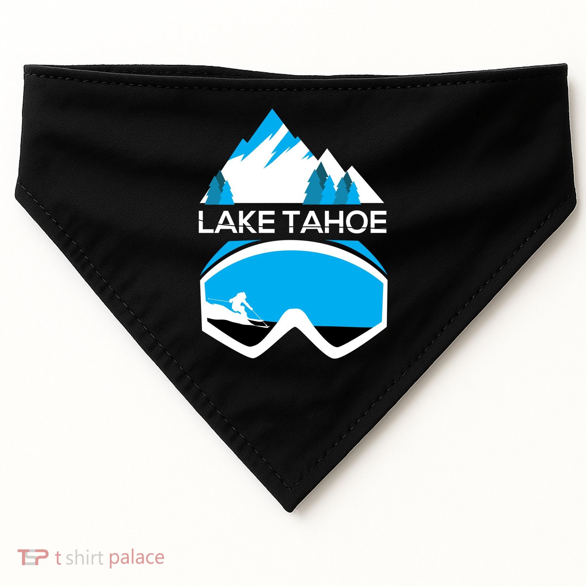 Lake Tahoe California Gift Ski Goggles Skiing Gift Clothes USA-Made Doggie Bandana