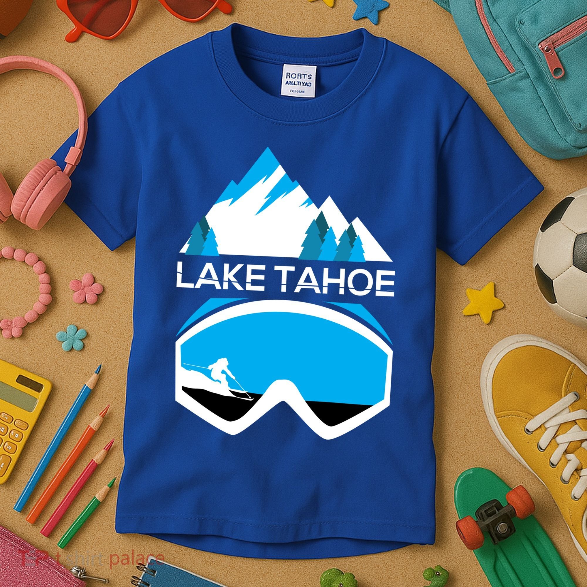 Lake Tahoe California Gift Ski Goggles Skiing Gift Clothes Kids T-Shirt