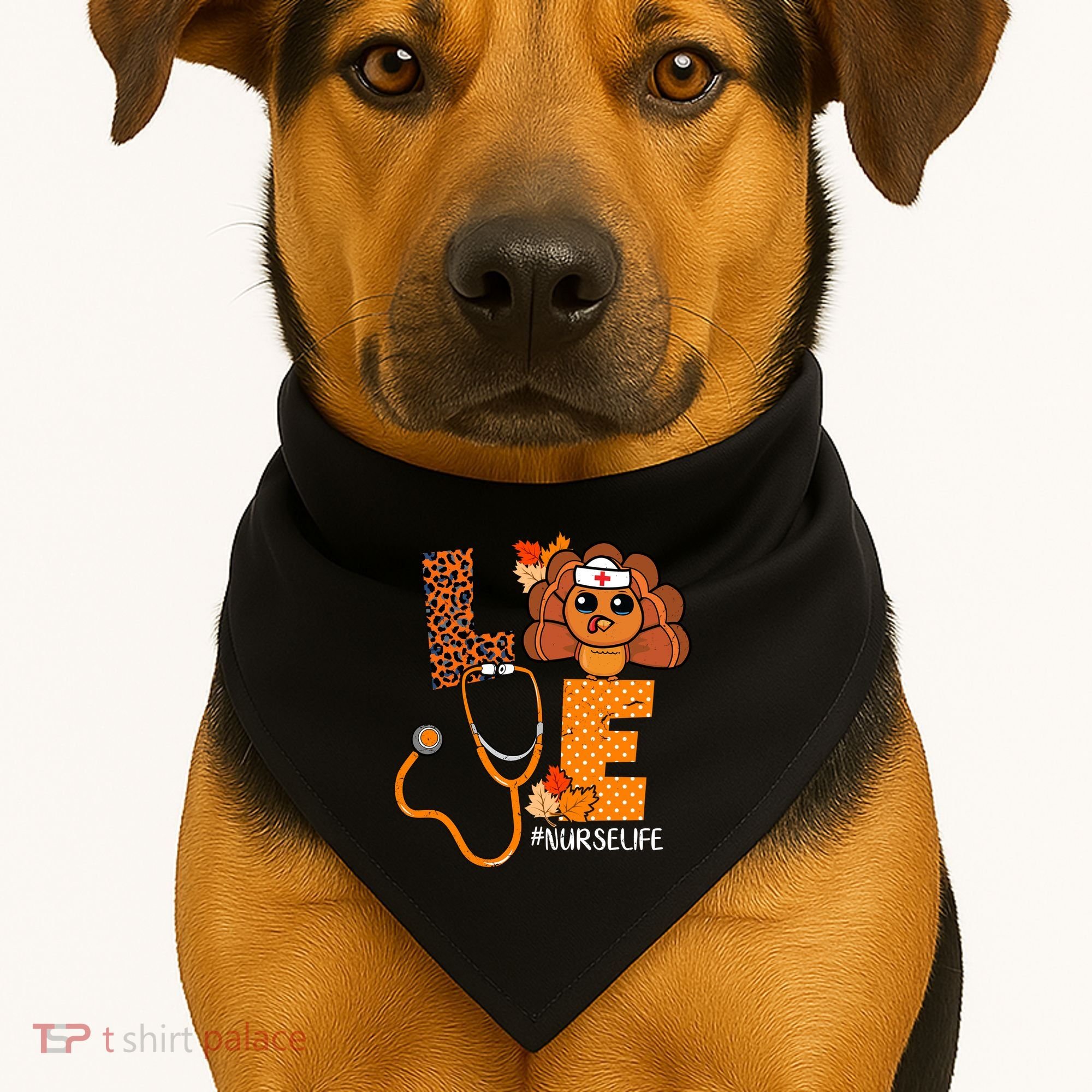 Love Thanksgiving Cute Nurse Life USA-Made Doggie Bandana