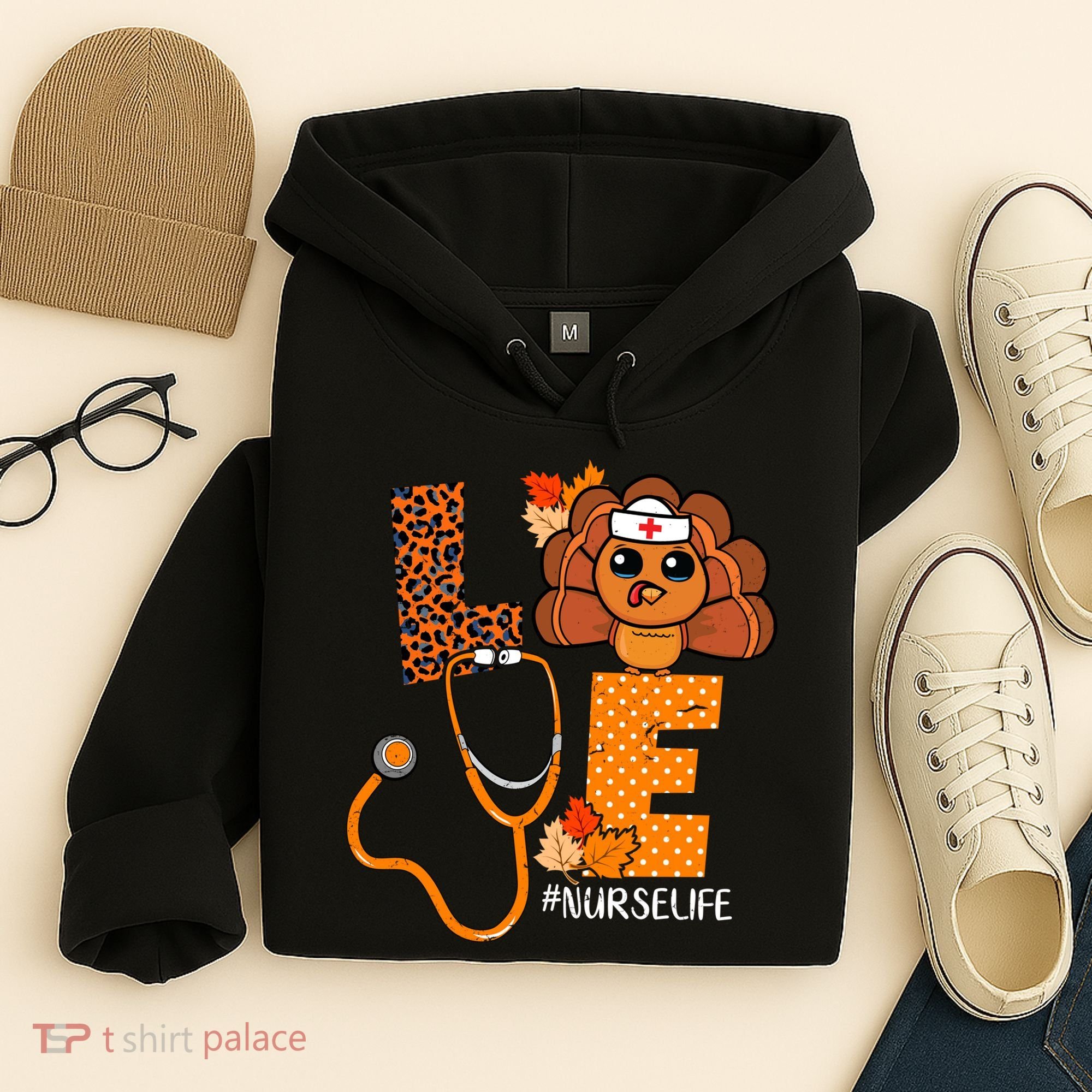 Love Thanksgiving Cute Nurse Life Hoodie