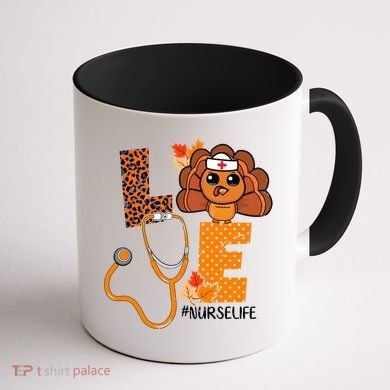 Love Thanksgiving Cute Nurse Life Coffee Mug back