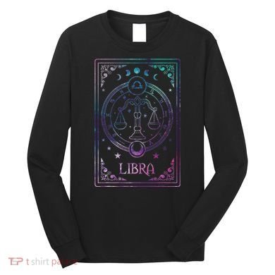 Libra Tarot Card September October Birthday Astrology Zodiac Long Sleeve Shirt