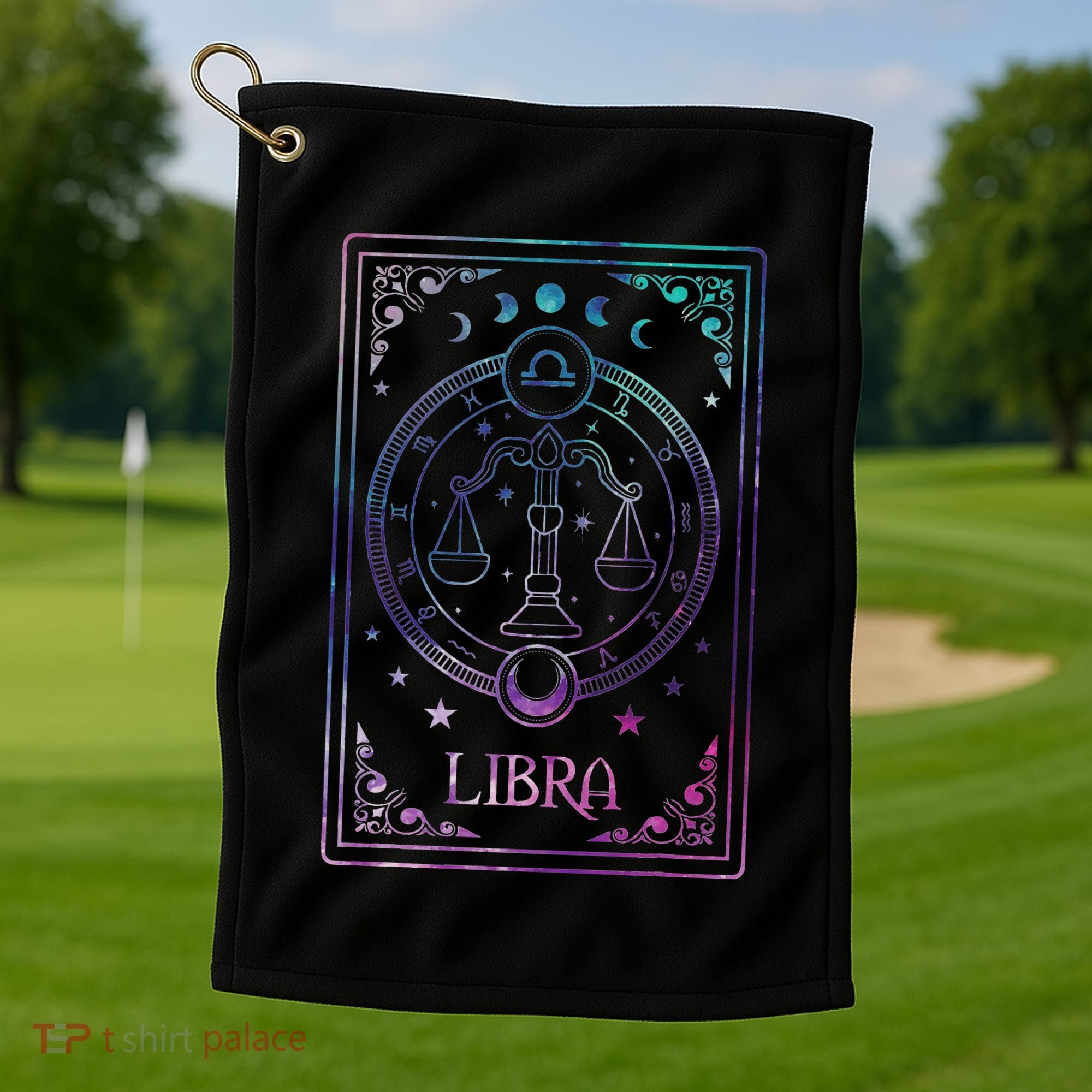 Libra Tarot Card September October Birthday Astrology Zodiac Golf Towel