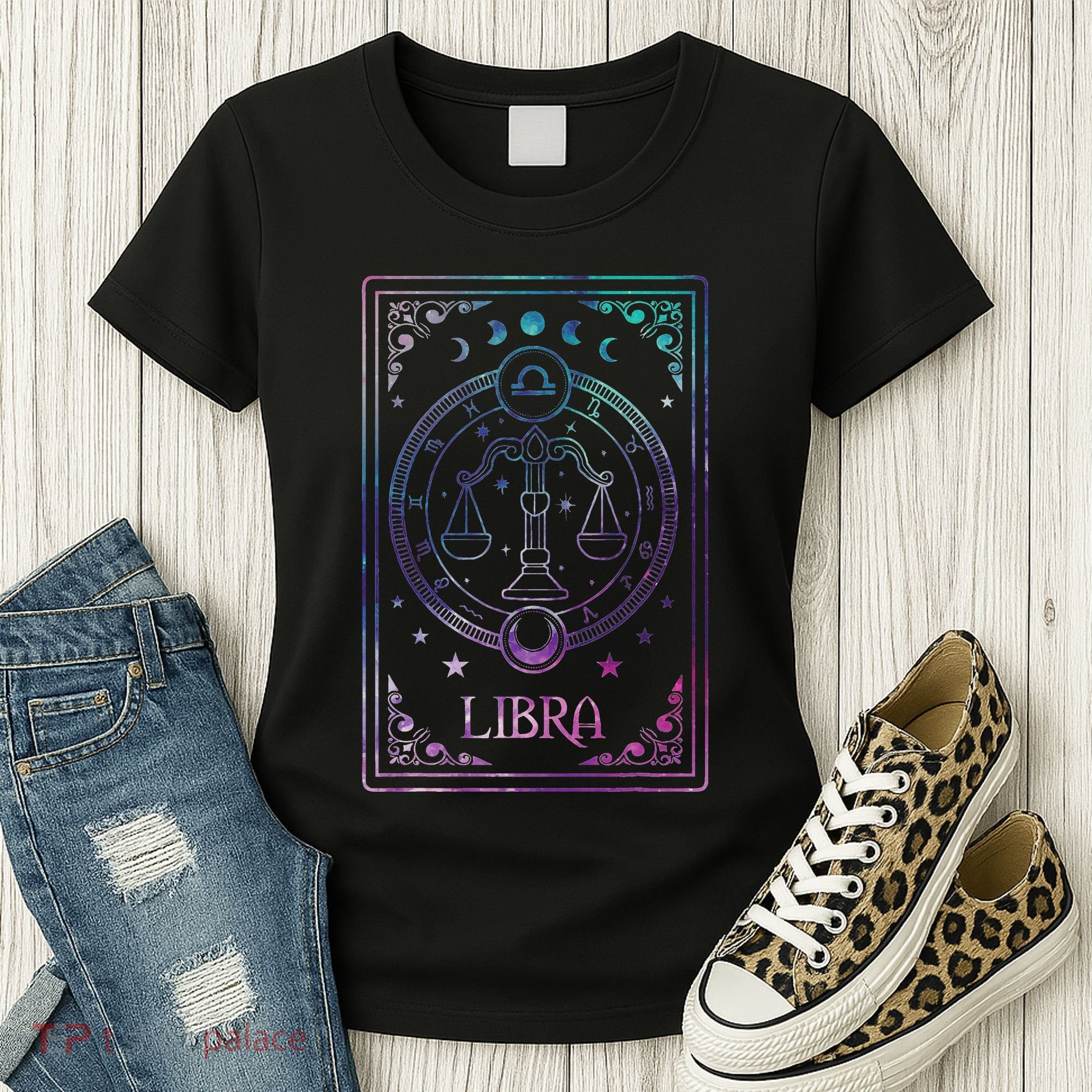Libra Tarot Card September October Birthday Astrology Zodiac Women's T-Shirt