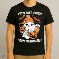 LetS Take Candy From Strangers Funny Halloween T-Shirt thumb 3