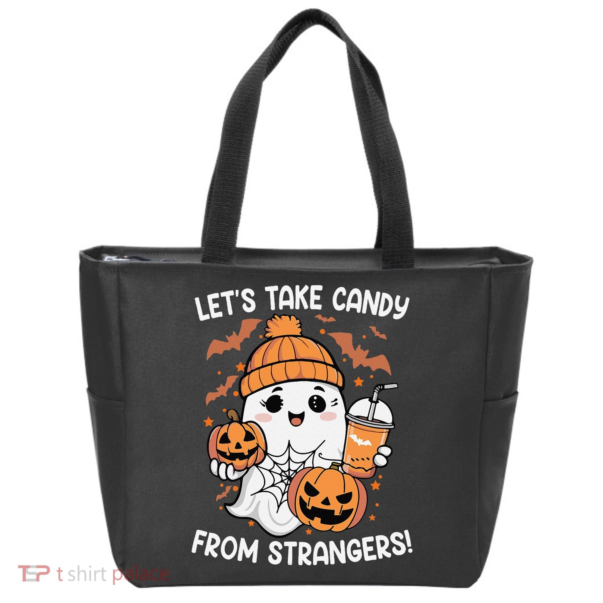 LetS Take Candy From Strangers Funny Halloween Tote Bag