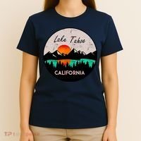 Lake Tahoe California Republic Skiing Ski Lake Boat T-Shirt thumb 4