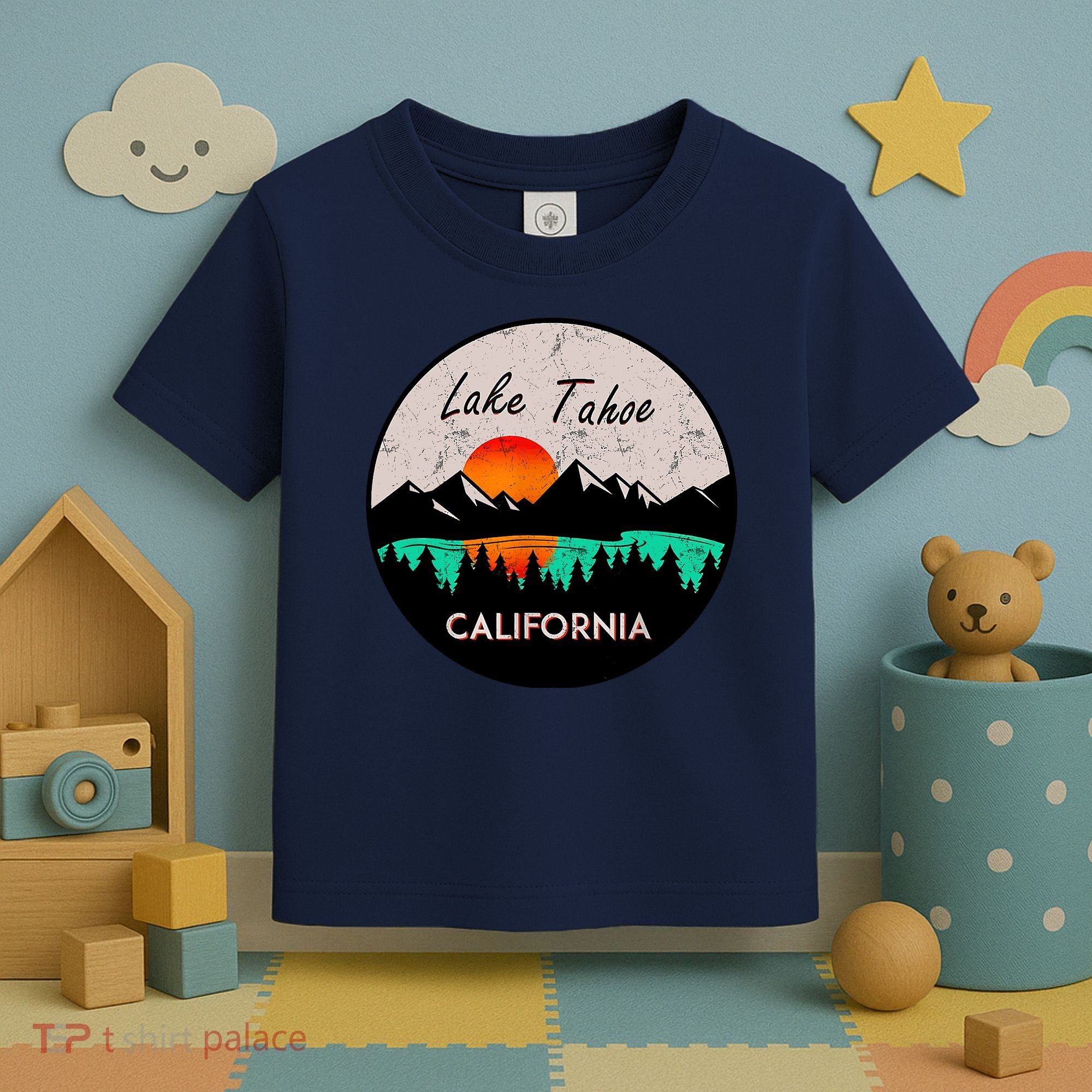Lake Tahoe California Republic Skiing Ski Lake Boat Toddler T-Shirt