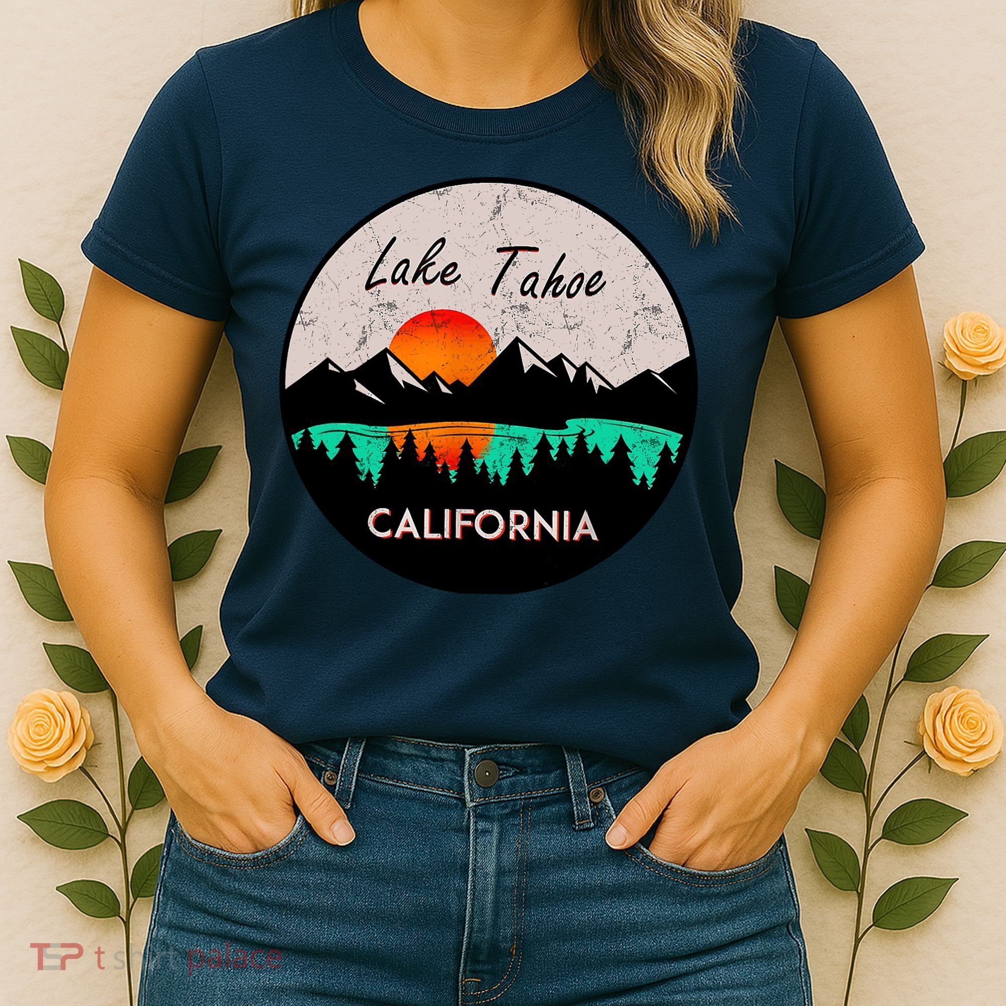 Lake Tahoe California Republic Skiing Ski Lake Boat Women's T-Shirt