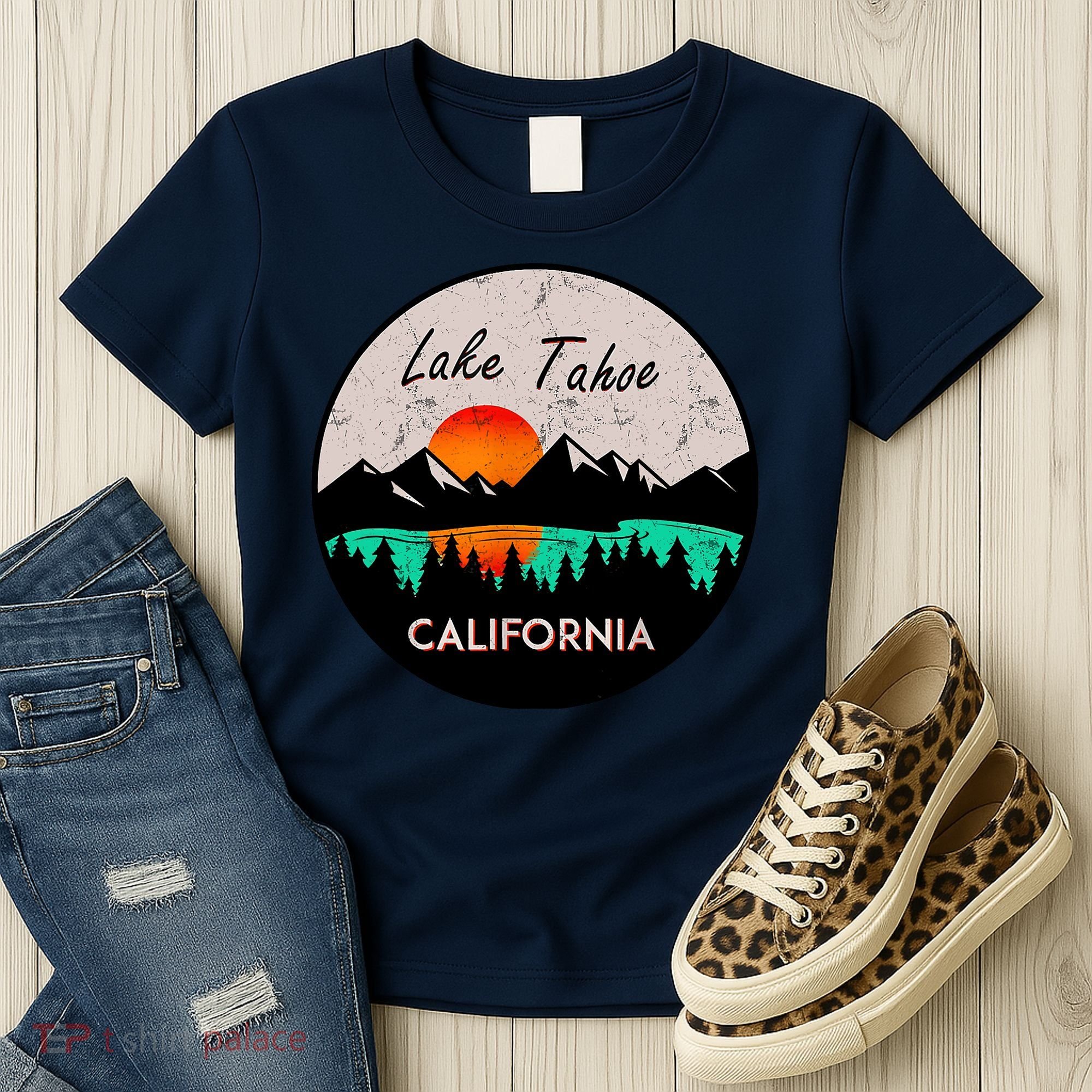 Lake Tahoe California Republic Skiing Ski Lake Boat Women's T-Shirt